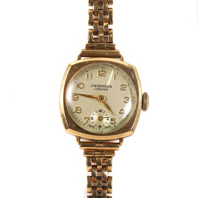 Lot 359 - A 9ct gold mechanical bracelet watch, by J.W. Benson