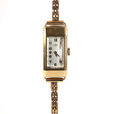 Lot 358 - A 9ct gold mechanical bracelet watch, by J.W.Benson