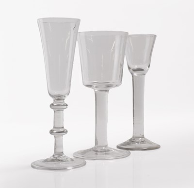 Lot A group of three plain stem drinking glasses