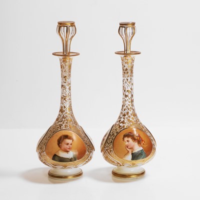 Lot 45 - A pair of Bohemian glass decanters