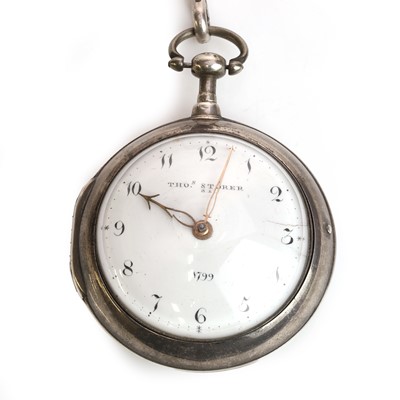 Lot 1284 - A silver pair cased open faced fusee pocket watch
