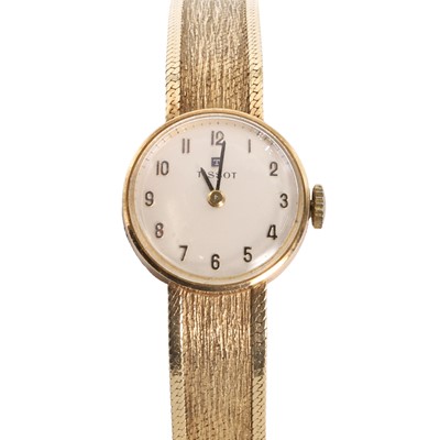 Lot 366 - A ladies' 9ct gold Tissot mechanical bracelet watch