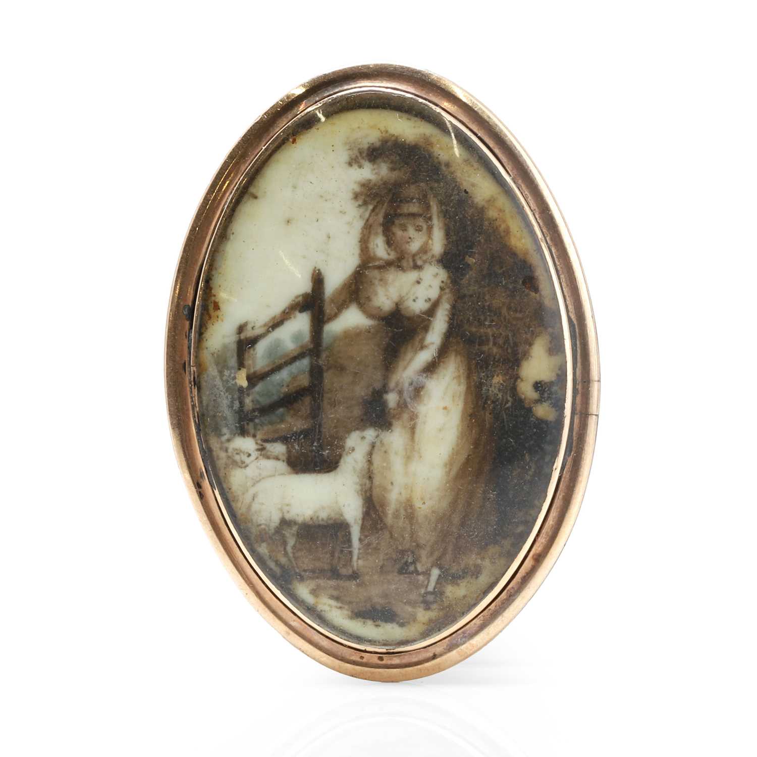Lot 2 - A Georgian sepia miniature mourning pendant/brooch