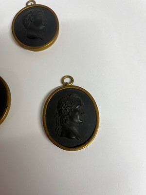 Lot 167 - A set of twelve Wedgwood black basalt medallions