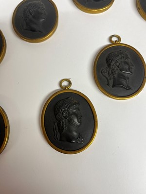 Lot 167 - A set of twelve Wedgwood black basalt medallions