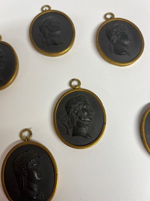 Lot 167 - A set of twelve Wedgwood black basalt medallions