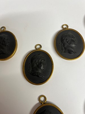 Lot 167 - A set of twelve Wedgwood black basalt medallions