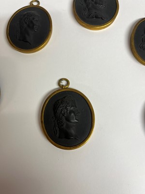 Lot 167 - A set of twelve Wedgwood black basalt medallions