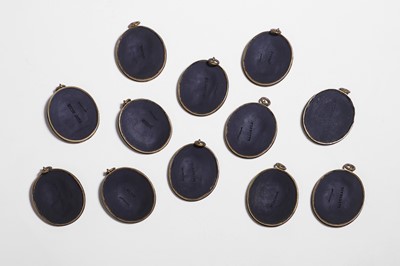 Lot 167 - A set of twelve Wedgwood black basalt medallions