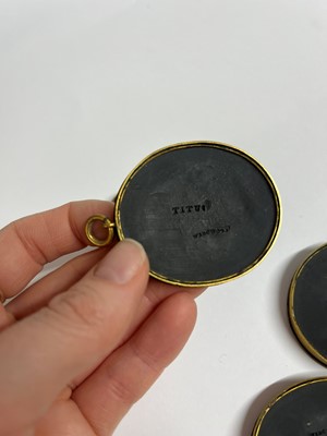 Lot 167 - A set of twelve Wedgwood black basalt medallions