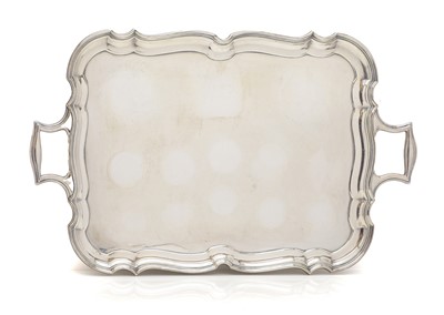 Lot 5 - A large silver twin-handled tray