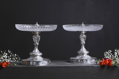 Lot 444 - A pair of Victorian silver and cut-glass tazzas