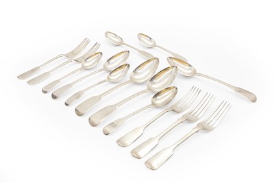 Lot 1 - A collection of silver Fiddle pattern cutlery