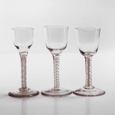 Lot 17 - A group of five opaque-twist wine glasses