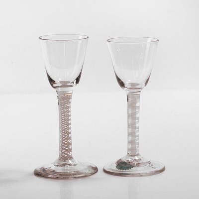 Lot 17 - A group of five opaque-twist wine glasses