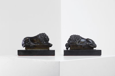 Lot 229 - A pair of bronze models of the Canova lions