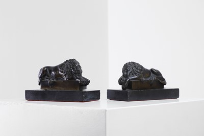 Lot 229 - A pair of bronze models of the Canova lions