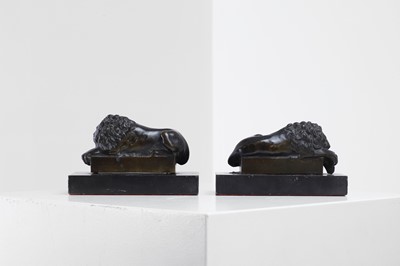 Lot 229 - A pair of bronze models of the Canova lions