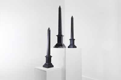 Lot 112 - A group of three grand tour black marble obelisks