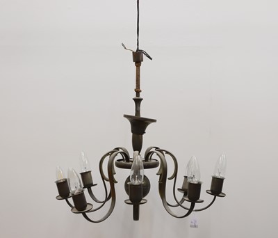 Lot 477 - A wrought-iron Dutch-style chandelier