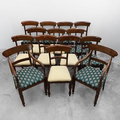 Lot 507 - A harlequin set of fourteen bar back dining chairs