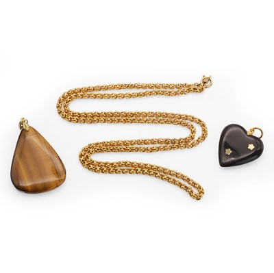 Lot 272 - A high carat gold fancy link chain and two pendants