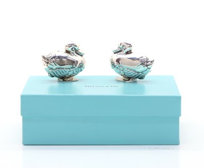 Lot 7 - A pair of silver novelty salt and pepper by Tiffany & Co