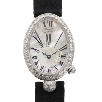 Lot 288 - A ladies' 18ct white gold diamond set Breguet Reine De Naples automatic strap watch