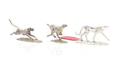 Lot 9 - Three silver models of cheetahs by Patrick Mavros