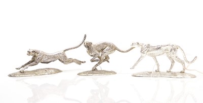 Lot 9 - Three silver models of cheetahs by Patrick Mavros