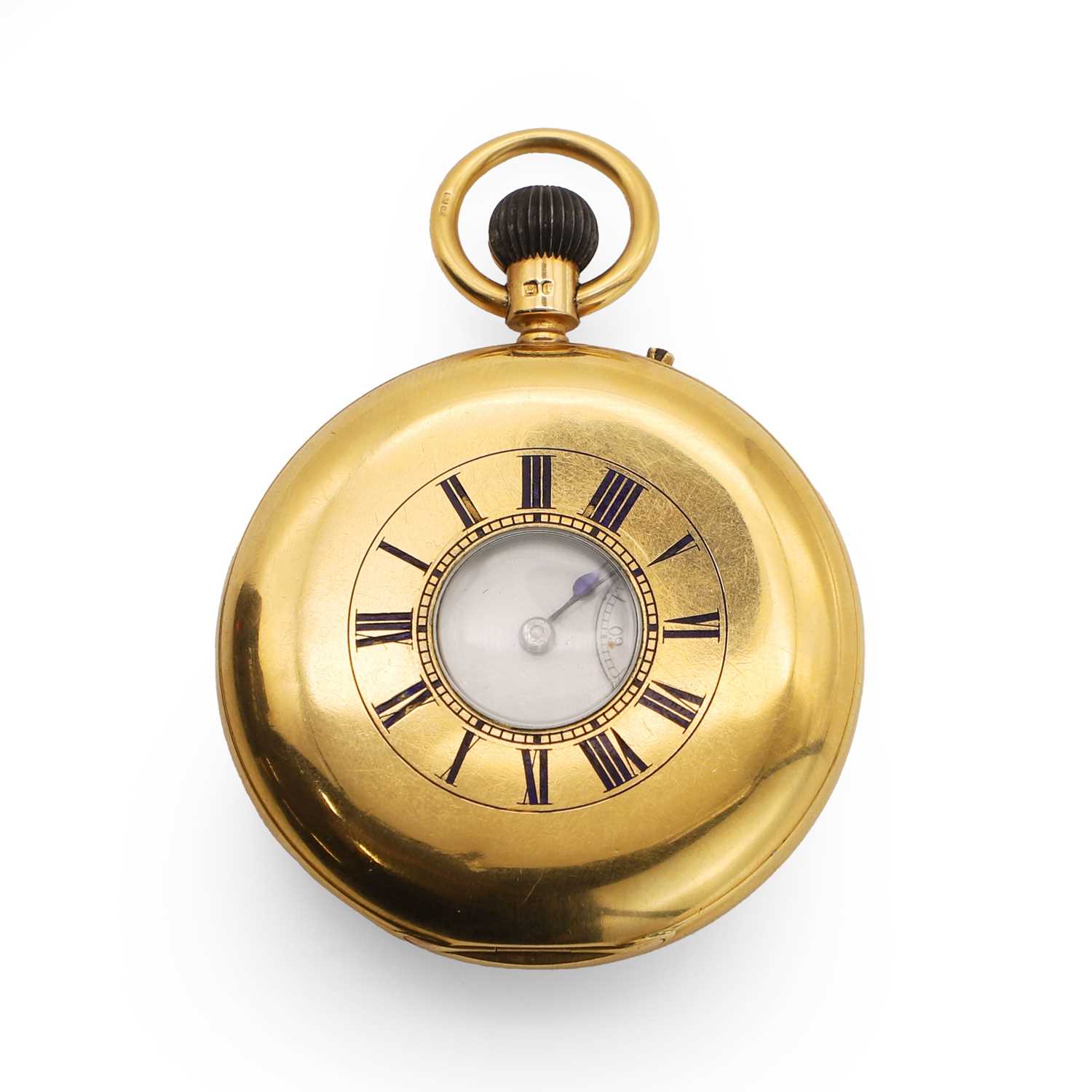 Lot 345 - An 18ct gold side wind half hunter pocket watch