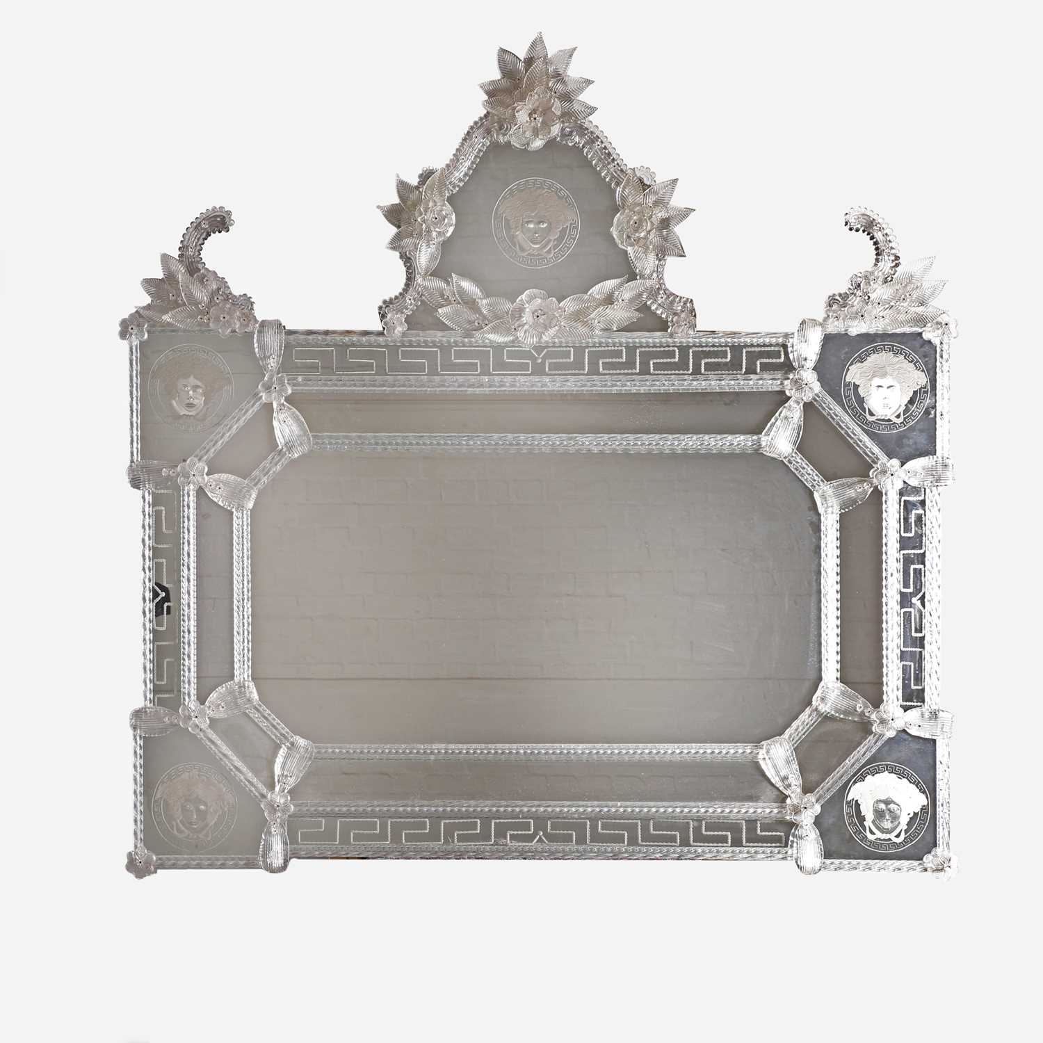 Lot 493 - A Venetian-style glass overmantel mirror
