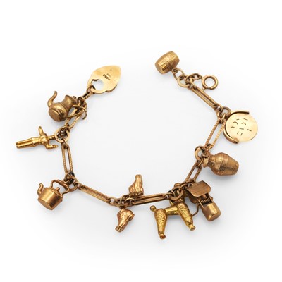 Lot 313 - A 9ct gold charm bracelet