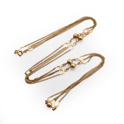 Lot 338 - A 9ct gold double row chain necklace