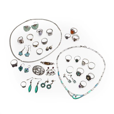 Lot 251 - A collection of silver and costume jewellery