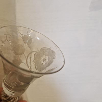 Lot 11 - An engraved Jacobite wine glass