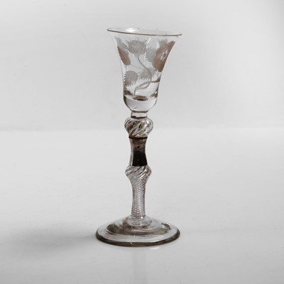 Lot 11 - An engraved Jacobite wine glass