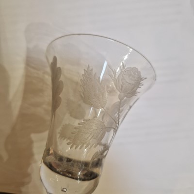 Lot 11 - An engraved Jacobite wine glass