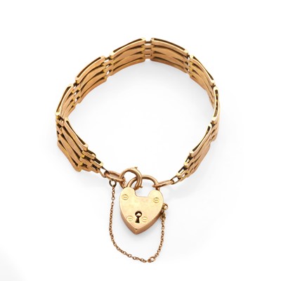 Lot 160 - A 9ct rose gold gate bracelet