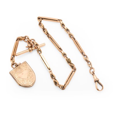 Lot 334 - An Edwardian 9ct rose gold Albert chain