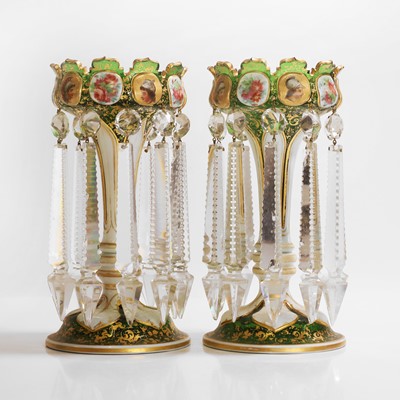 Lot 46 - A pair of Bohemian glass table lustres