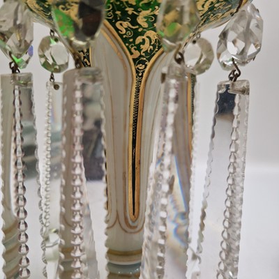 Lot 46 - A pair of Bohemian glass table lustres