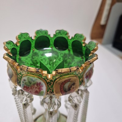 Lot 46 - A pair of Bohemian glass table lustres