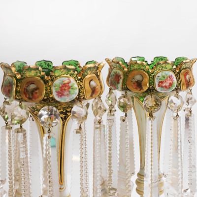Lot 46 - A pair of Bohemian glass table lustres