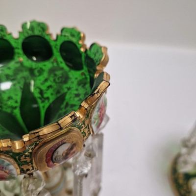 Lot 46 - A pair of Bohemian glass table lustres