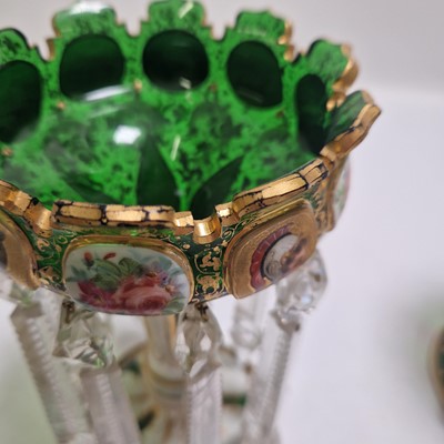 Lot 46 - A pair of Bohemian glass table lustres