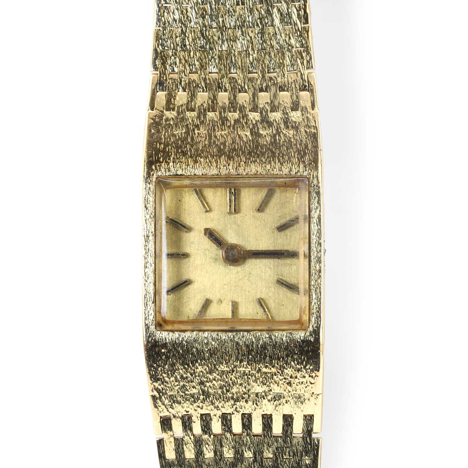 Lot 370 - A 14ct gold mechanical bracelet watch
