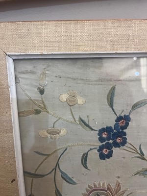 Lot 169 - A set of four framed silk embroideries