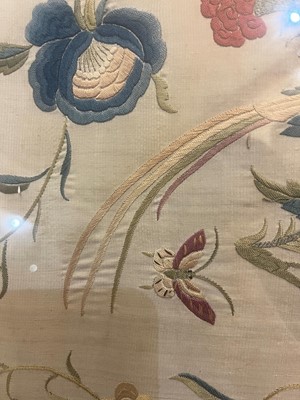 Lot 169 - A set of four framed silk embroideries
