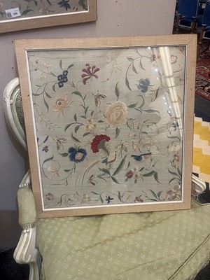 Lot 169 - A set of four framed silk embroideries